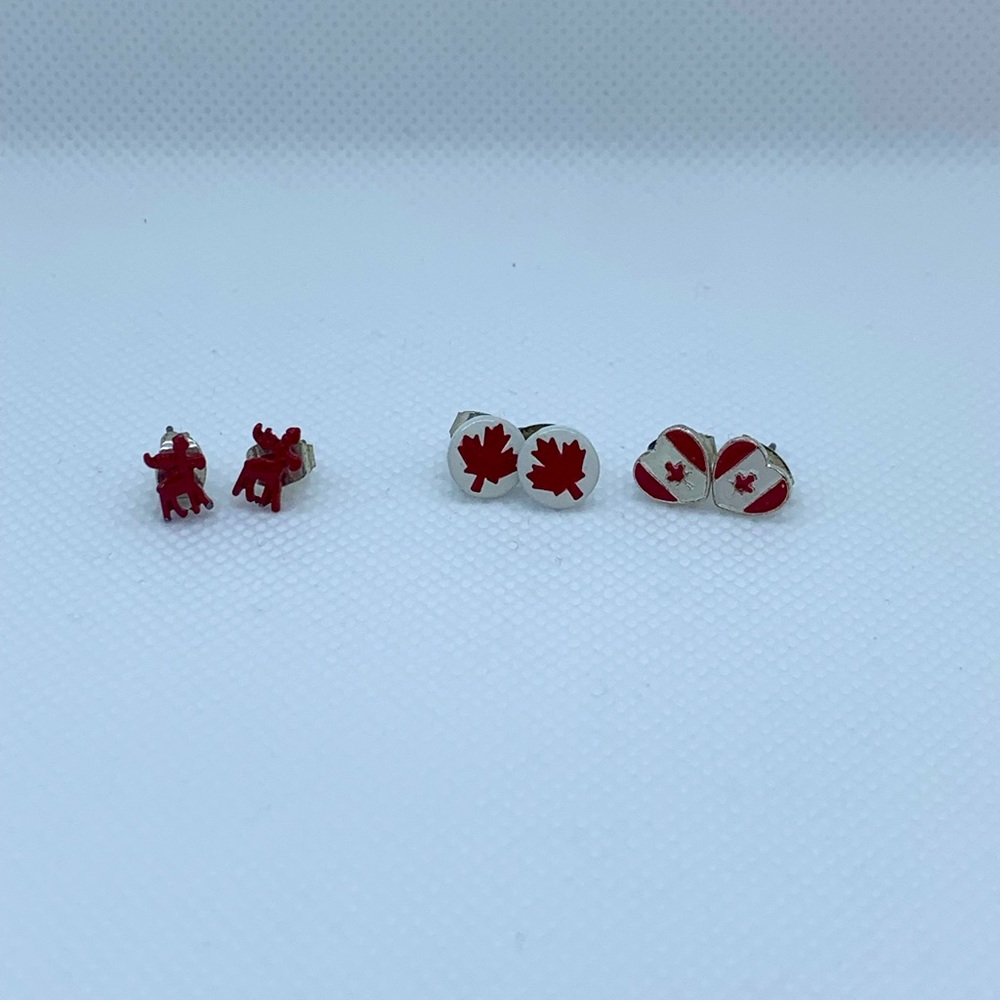 Canada Stud Style Earrings 3 Pairs Set ( 3 for $20 )